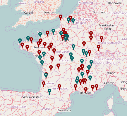 Carte des membre et relais en France